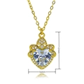 Detail of heart pendant with large clear stone and gold finish measuring 21mm by 16mm - Large Heart Main Stone Halo Style (C790)