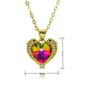 Detail of 15mm heart pendant necklace with rainbow crystal and zircon accents - Rainbow Faceted Crystal Heart Style (C791)