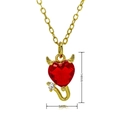 Detail view showing red heart devil pendant with zircon in 14mm and 8mm size dimensions - Red Devil Love Gem Style (C793)