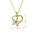 Detail shot of heart-shaped pendant with 18K gold finish and colorful zircon settings - Five-Petal Flower Hollow Heart (C800)