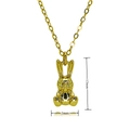 Detail showing dimensions 17mm x 7mm of gold rabbit pendant with zircon stones - Exquisite Sitting Bunny Style (C939)
