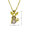 Detail shot of rabbit necklace showing 17mm by 11mm dimensions and zircon stones - Clear Drop Stone Bunny Style (C942)