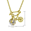 Fashionable gold bicycle pendant necklace with large moissanite stone front wheel - Bicycle Style (C1068)