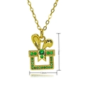 Fashionable gold bicycle necklace with green moissanite pendant for women's gift - Rabbit Ear Gift Box Style (C1070)