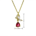 Elegant gold butterfly necklace with zircon stones and a red pear-shaped pendant - Red Zirconia Butterfly Style (C1011)