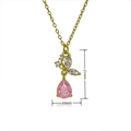 Detail view of gold butterfly pendant featuring pink crystal and clear zircon accents - Pink Zirconia Butterfly Style (C1012)