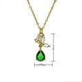 Detailed view of butterfly pendant with green pear-shaped gemstone and white zirconias - Green Zirconia Butterfly Style (C1013)