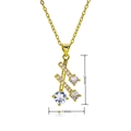 Macro view of gold geometric pendant with zircon stones showing dimensions 24mm by 14mm - Geometric Cross Pave Style / Gold Style (C1035)