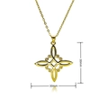Gold Celtic knot pendant necklace with 30mm dimensions on a minimalist cross chain - Evenstar Hollow Style (C1160)