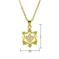 Gold-plated brass octopus charm with micro-paved rhinestones for DIY ocean jewelry - Shield White Zirconia Fleur-de-lis Style (C1071)
