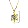 18k gold plated shield pendant with fleur-de-lis and colorful cubic zirconia - Shield Colored Zirconia Fleur-de-lis Style (C1072)