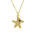 Elegant 18K gold plated starfish necklace featuring micro-set cubic zirconia beach jewelry - Starfish Design Style (C751)