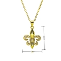 Gold-plated fleur-de-lis pendant necklace with pavé zircons, measures 23mm by 17mm - Simple Pave Zirconia Fleur-de-lis Style (C1073)