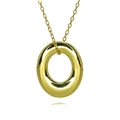Minimalist zircon ocean beach style 18K gold plated oval pendant necklace for women - Simple Oval Ring Style (C1302)