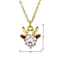 Détail du pendentif renne plaqué or 18k avec zircons, dimensions de 14mm par 15mm - Style Bois de cerf avec zircone (C1202) / Or