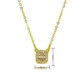 Golden necklace with a rectangular zircon pendant measuring 10mm by 9mm - Rounded Rectangle Pave Style / Gold Style (C1048)