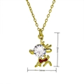 Vue détaillée du pendentif renne plaqué or 18k avec dimensions 20mm x 14mm - Style Renne courant avec zircone (C1203) / Or