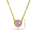 Golden necklace featuring a 10mm pink floral pendant with shimmering opal-like finish - Pink Flower Pendant Style / Gold Style (C1047)