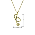Minimalist gold stethoscope heart pendant necklace with shimmering zircon stones - Micro-pave Heart Stethoscope Style (C1136)