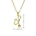 Detailed size view of the gold stethoscope and heart necklace measuring 26mm by 14mm - Polished Heart Stethoscope Style (C1137)