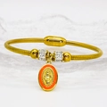 Gold Virgin Mary charm bracelet with crystal beads and magnetic clasp on glass background - 16cm / Orange (A042)
