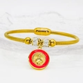 Religiöses goldenes Schlangenkette Armband mit Maria-Anhänger und praktischem Magnetverschluss - Hellrot (A034)