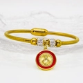 Religiöses goldenes Schlangenarmband mit rotem Emaille-Anhänger und Magnetverschluss - Rot (A035)