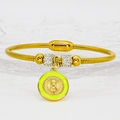 Gold religious bracelet with Virgin Mary pendant, green enamel, and white crystals - Light Green Enamel Style (A016) / 16cm