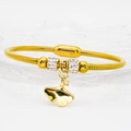 Golden ginkgo leaf pendant snake chain bracelet with diamond-set charms for women - 16cm / Ginkgo Leaf Style (A238)