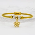 Bracelet élégant en or avec pendentif feuille de ginkgo et cristaux sur chaîne serpent - Style Fleur à Cinq Pétales (A242)