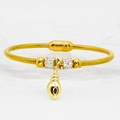 Detailed macro view of a gold shell pendant on a crystal-set snake chain bracelet - 16cm / Conch Style (A258)