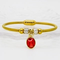 Golden snake chain bracelet with crystal beads and red religious saint pendant detail - Red Virgin Mary Style / 16cm