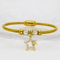 Gold star charm snake chain bracelet with sparkling rhinestones and magnetic closure - Octagram Pave Rhinestone Style (A314) / 16cm
