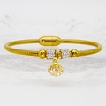 Luxurious gold stainless steel shell charm bracelet with sparkling crystals and magnetic clasp - Shell Style (A261)