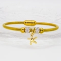 Detail of gold snake chain bracelet featuring crystal beads and a starfish charm - Starfish Style (A262)