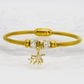 Golden stainless steel snake chain starfish bracelet with rhinestones and magnetic clasp - Starfish Style (A263)