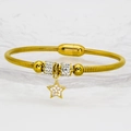 Detail of gold magnetic clasp bracelet with sparkling star pendant and pavé rhinestones - Full Pave Clear Rhinestone Star Style (A318)