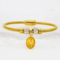 Bracelet chaîne serpent dorée avec curseurs en cristal et médaille de la Vierge Marie - Style Vierge Marie Blanc