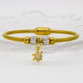 Detail of gold snake chain bracelet with magnetic clasp and crystal turtle charm - Full Rhinestone Turtle (A252)