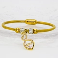 Gold-plated stainless steel MAMA heart bracelet with infinity symbol and pavé crystals - 16cm