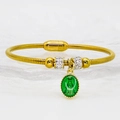 Bracelet chaîne serpent doré avec pendentif religieux vert et breloques en cristal - Style Vierge Marie Vert