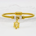Detail showing gold snake chain bracelet with crystal-studded sea turtle charm - Light Luxury Turtle Style (A253)