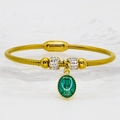 Bracelet chaîne serpent doré avec strass brillants et pendentif religieux Guadalupe vert - Style Vert A294