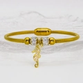 Macro shot of gold seahorse pendant bangle with crystal pavé and magnetic buckle - Pave Seahorse Style (A254)