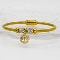 Detailed macro view of gold snake chain bracelet with magnetic clasp and tree of life charm - 16cm / Tree of Life Style (A373)