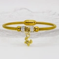 Macro shot of gold crab pendant with micro-inlaid crystals and textured steel band - Micro-Inlaid Crab Style (A256)