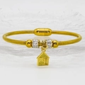 Gold stainless steel bracelet with magnetic ball clasp and dainty house charm detail - 16cm / Small House Style