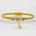 Luxuriöses goldenes Schlangenkette-Armband mit Kristallperlen und Schleifenanhänger - Schleifenstil
