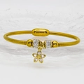 Elegant gold snake chain bracelet with sparkling rhinestone flower charms and magnetic clasp - 16cm