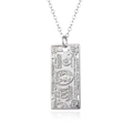 Hip hop silver 100 dollar bill pendant necklace with polished stainless steel O-chain link - Silver